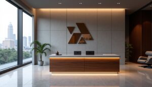 Conception sur mesure de banques d’accueil : transformez l’espace vide en une vitrine unique de l’identité de votre entreprise